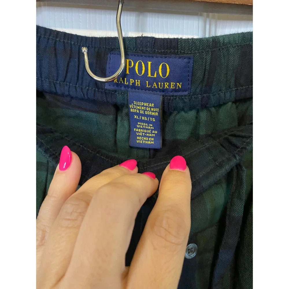 Polo Ralph Lauren Mens XL Black Watch Plaid Pajama Pants Green Navy Blue NWT